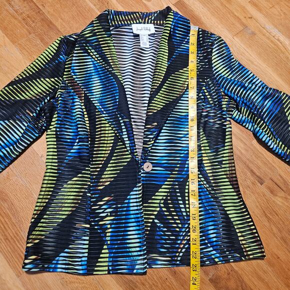 Joseph Ribkoff Blazer Size 8 Tropical Palm Print Sheer Art to Wear Career Jacket - Picture 10 of 15
